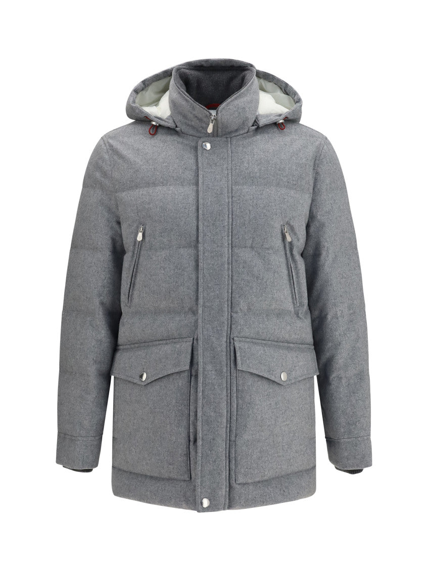 Grey Hood Down Jacket 1