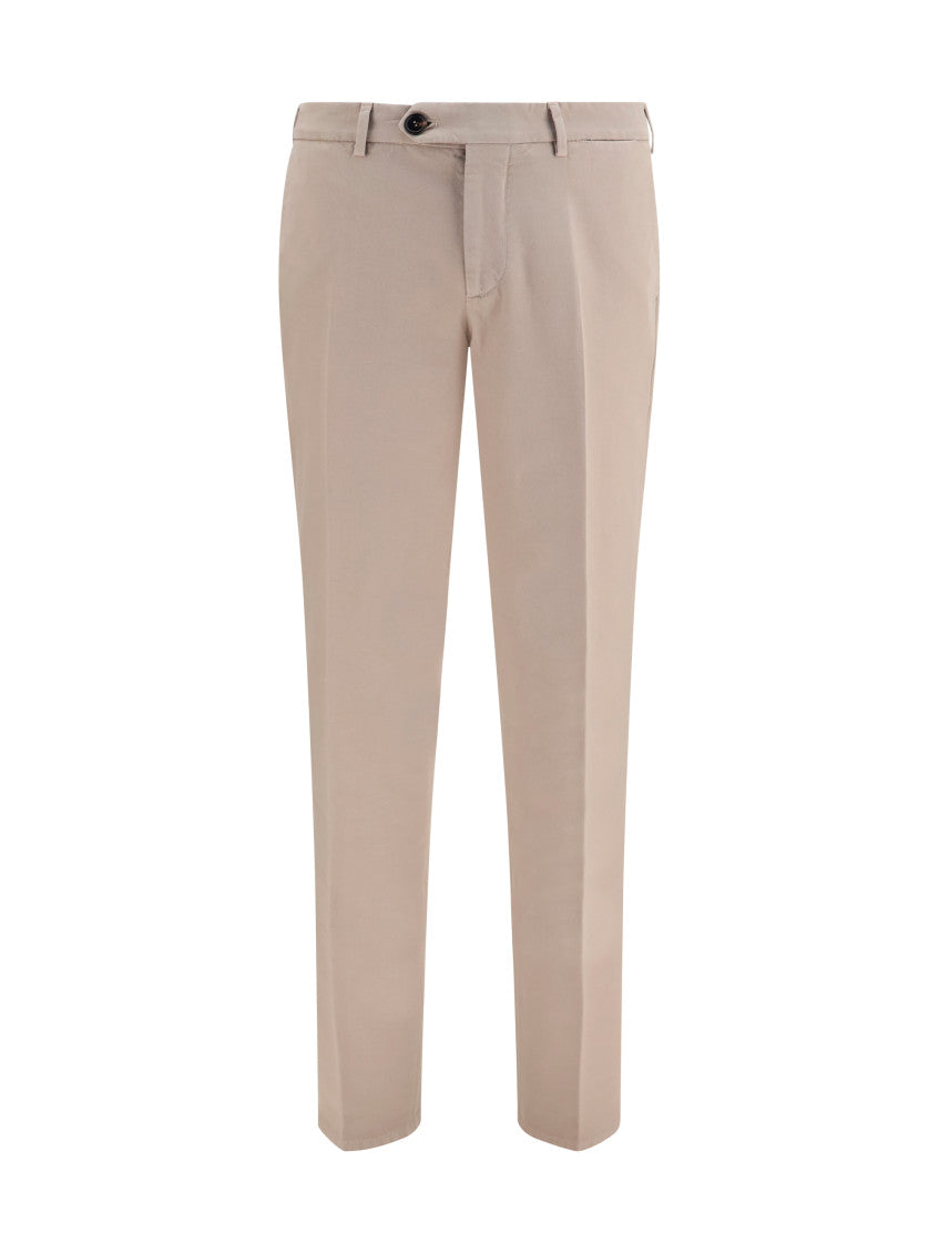 Beige Regular Solid Trousers 1