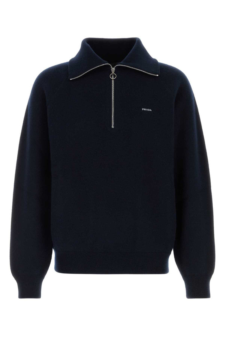 Blue Half Zip Logo Sweater 1