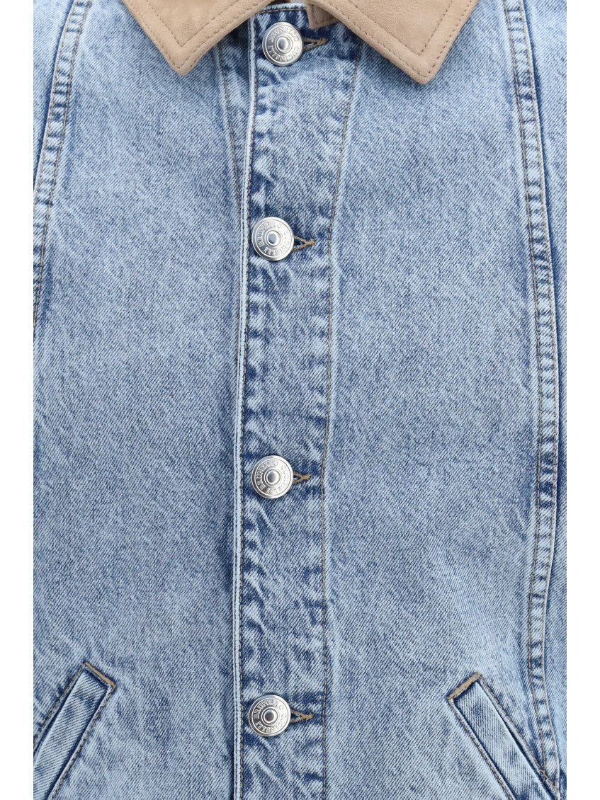 Light Blue Solid Denim Jacket 3