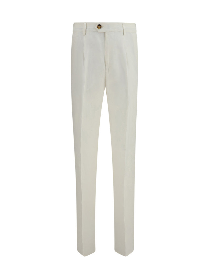 White Regular Pleated Pants 1