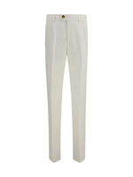 White Regular Pleated Pants 1