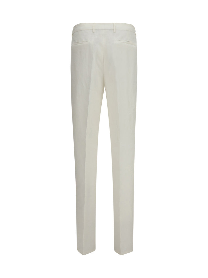 White Regular Pleated Pants 2