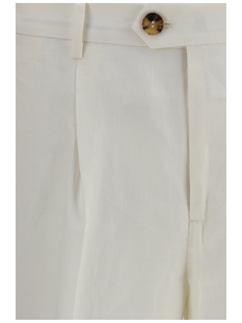 White Regular Pleated Pants 3