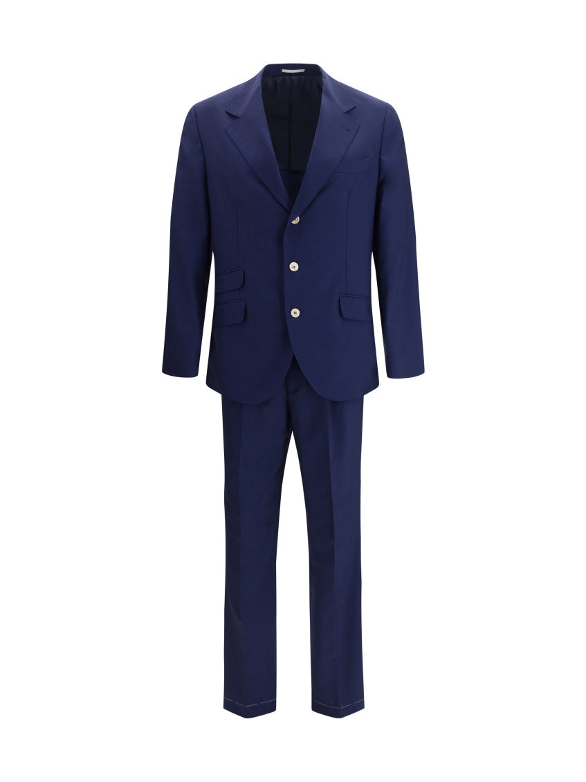 Navy Blue Notched Lapel Suit 1