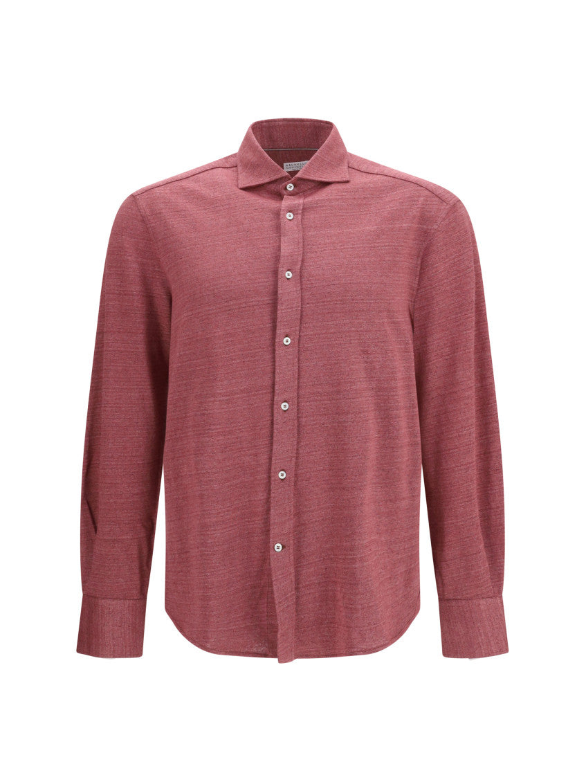 Red Textured Regular Shirt 1