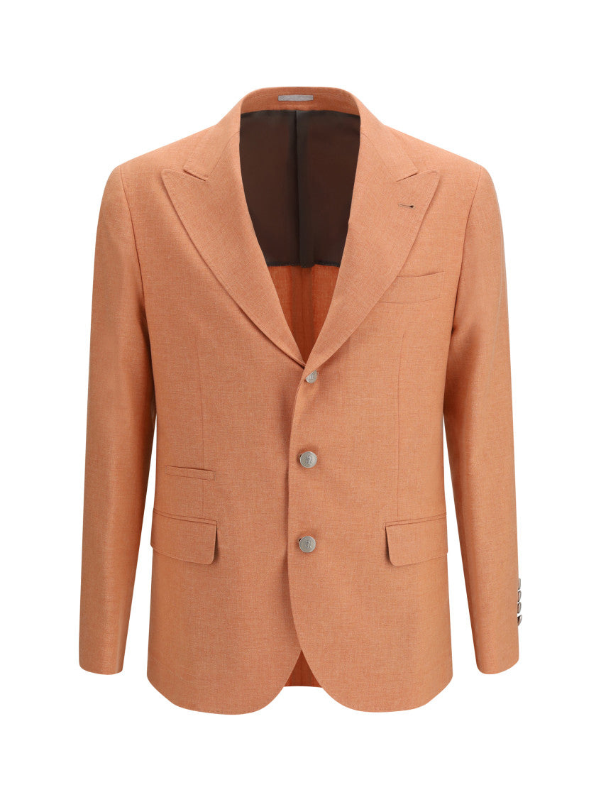 Orange Peaked Lapel Blazer 1