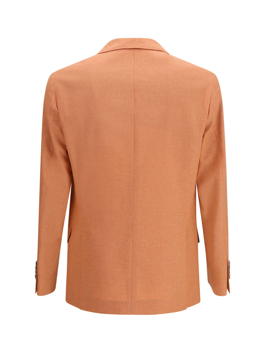 Orange Peaked Lapel Blazer 2