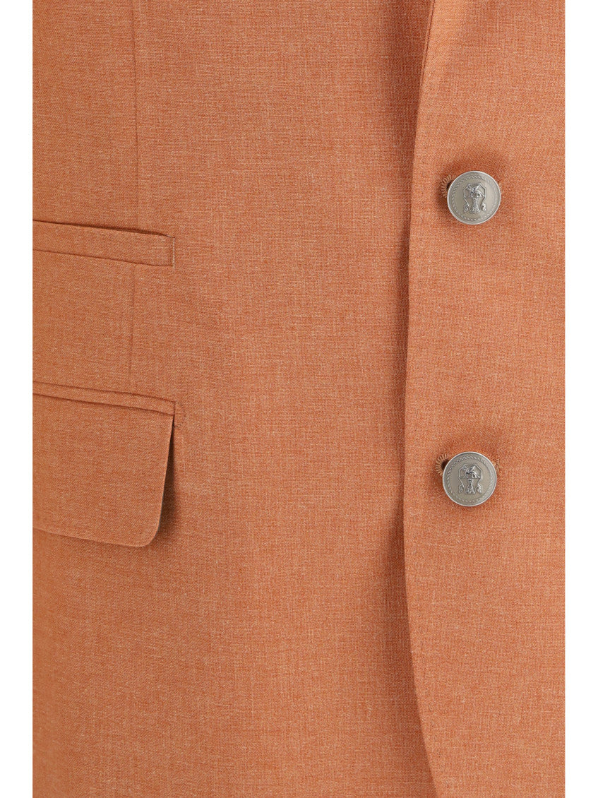 Orange Peaked Lapel Blazer 3