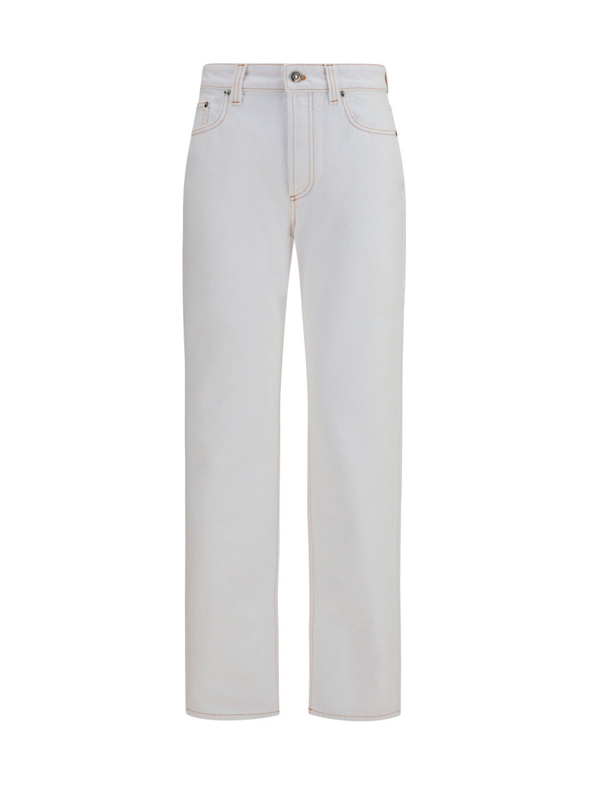 White Straight High Rise Jeans 1
