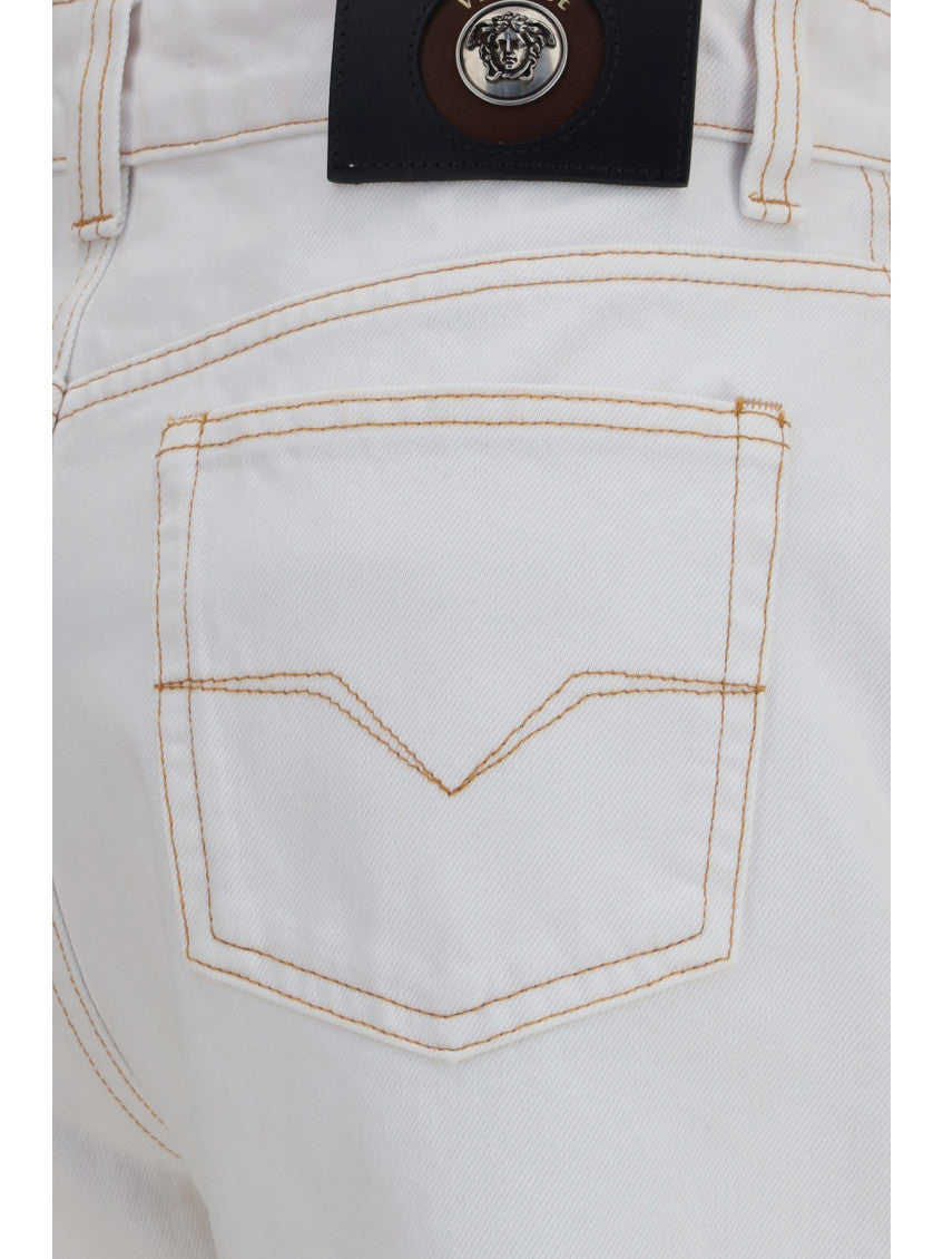 White Straight High Rise Jeans 3