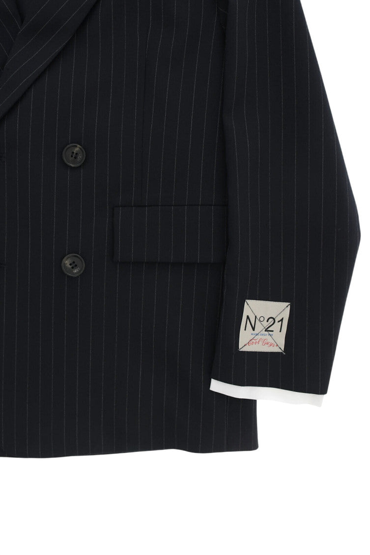 Girls Black Stripes Blazers 2