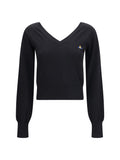 Black Solid V Neck Sweater 1