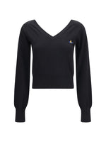 Black Solid V Neck Sweater 1