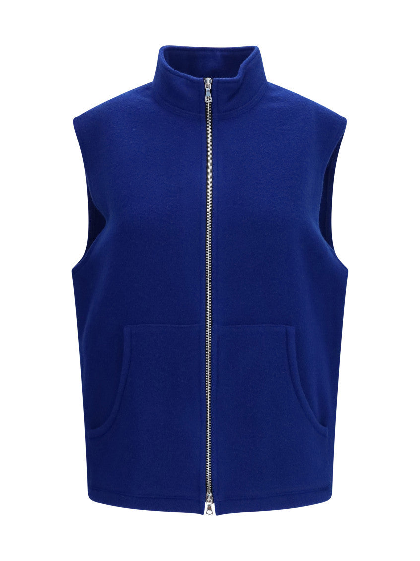 Blue Solid Mock Collar Jacket 1