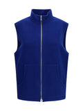 Blue Solid Mock Collar Jacket 1