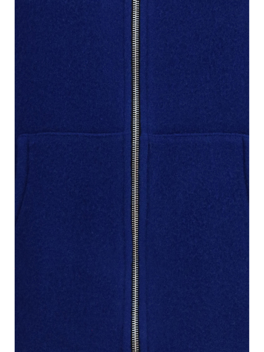 Blue Solid Mock Collar Jacket 3