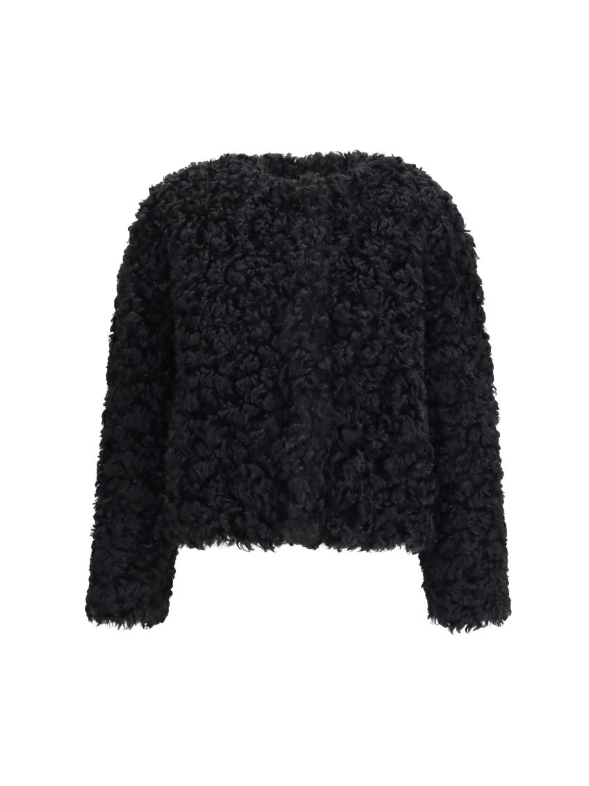 Black Textured Round Neck Sweater 1