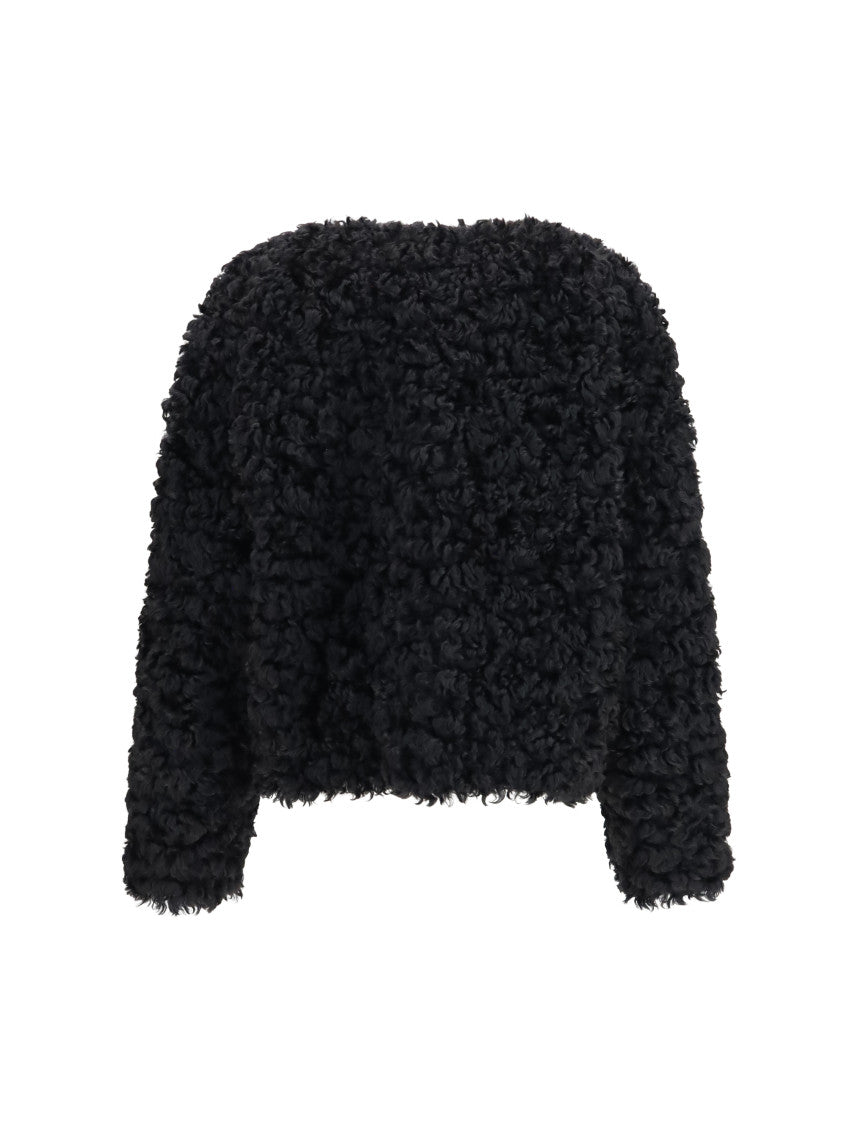 Black Textured Round Neck Sweater 2
