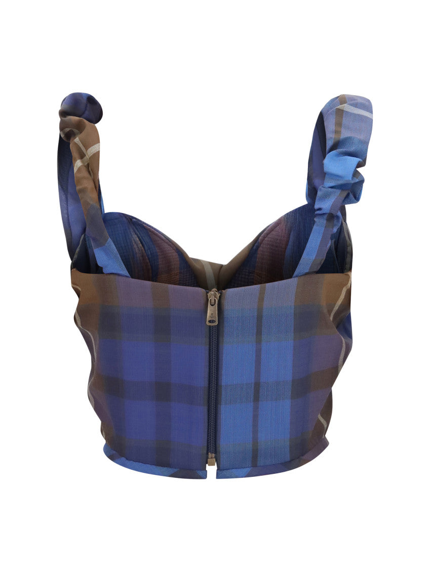 Blue Checks Sweet Heart Neck Top 2