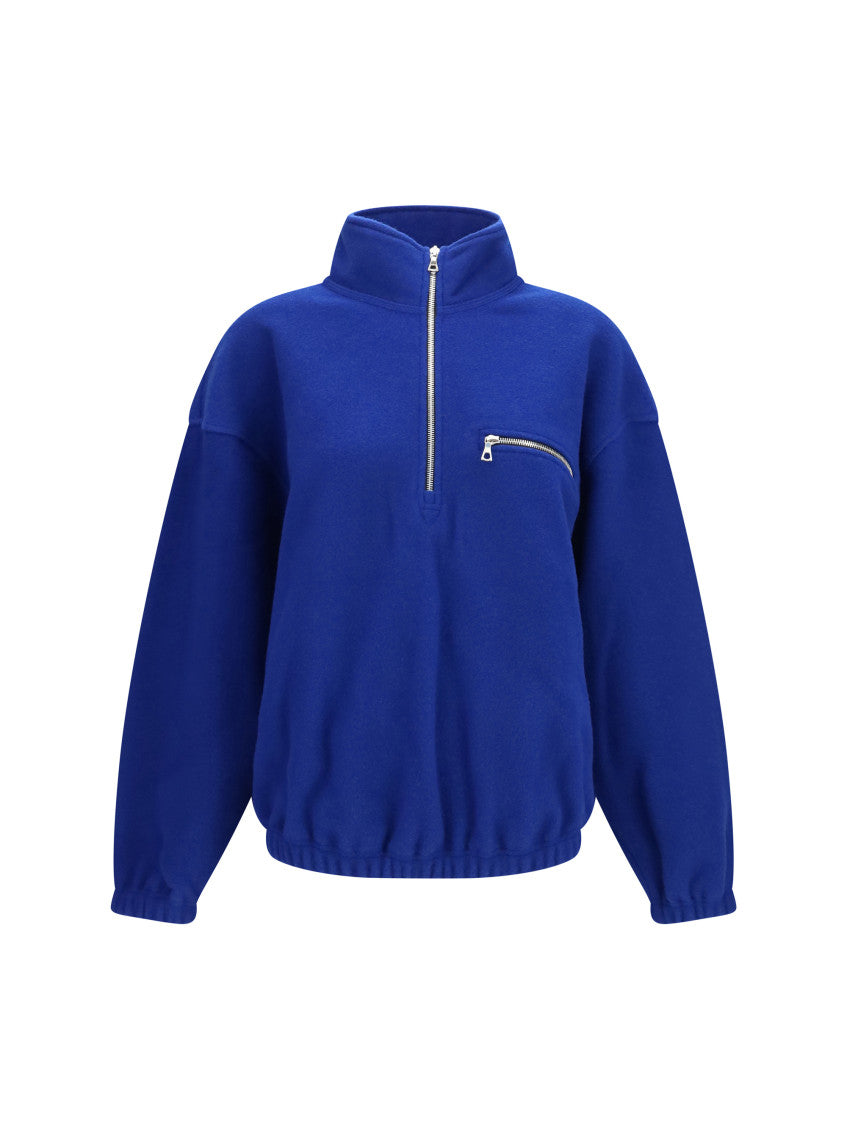 Blue Solid Mock Collar Jacket 1