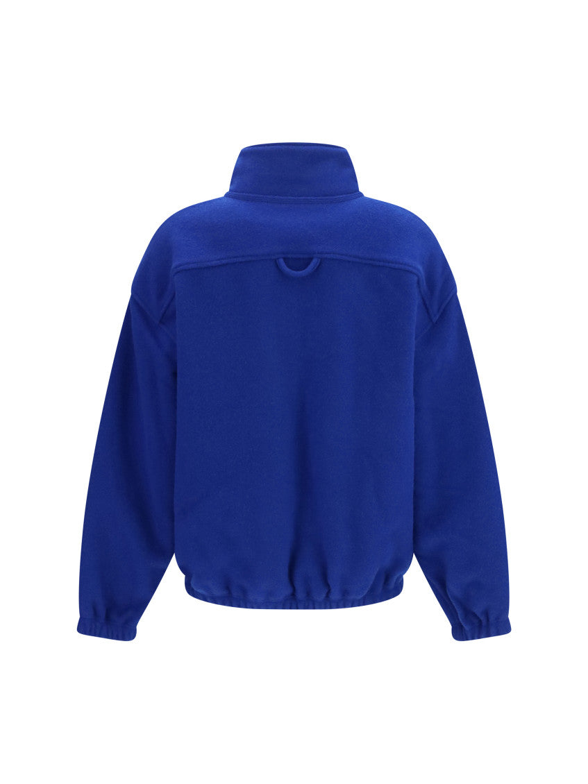 Blue Solid Mock Collar Jacket 2
