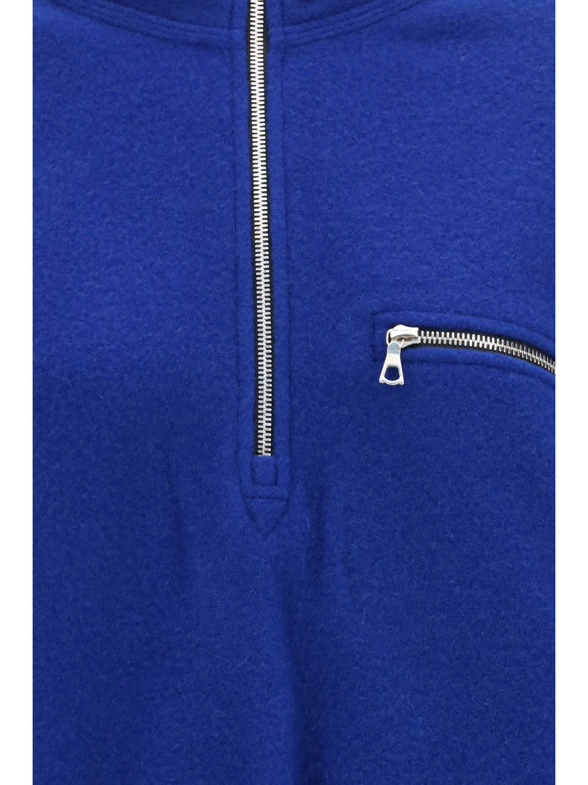 Blue Solid Mock Collar Jacket 3