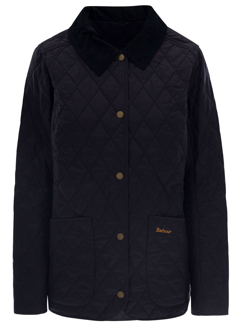 Blue Quilted Shirt Collar Jacket 1