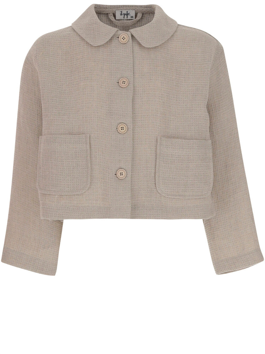 Girls Beige Solid Jackets 1