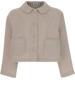 Girls Beige Solid Jackets 1