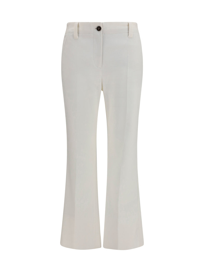 White Slim Flared Pants 1