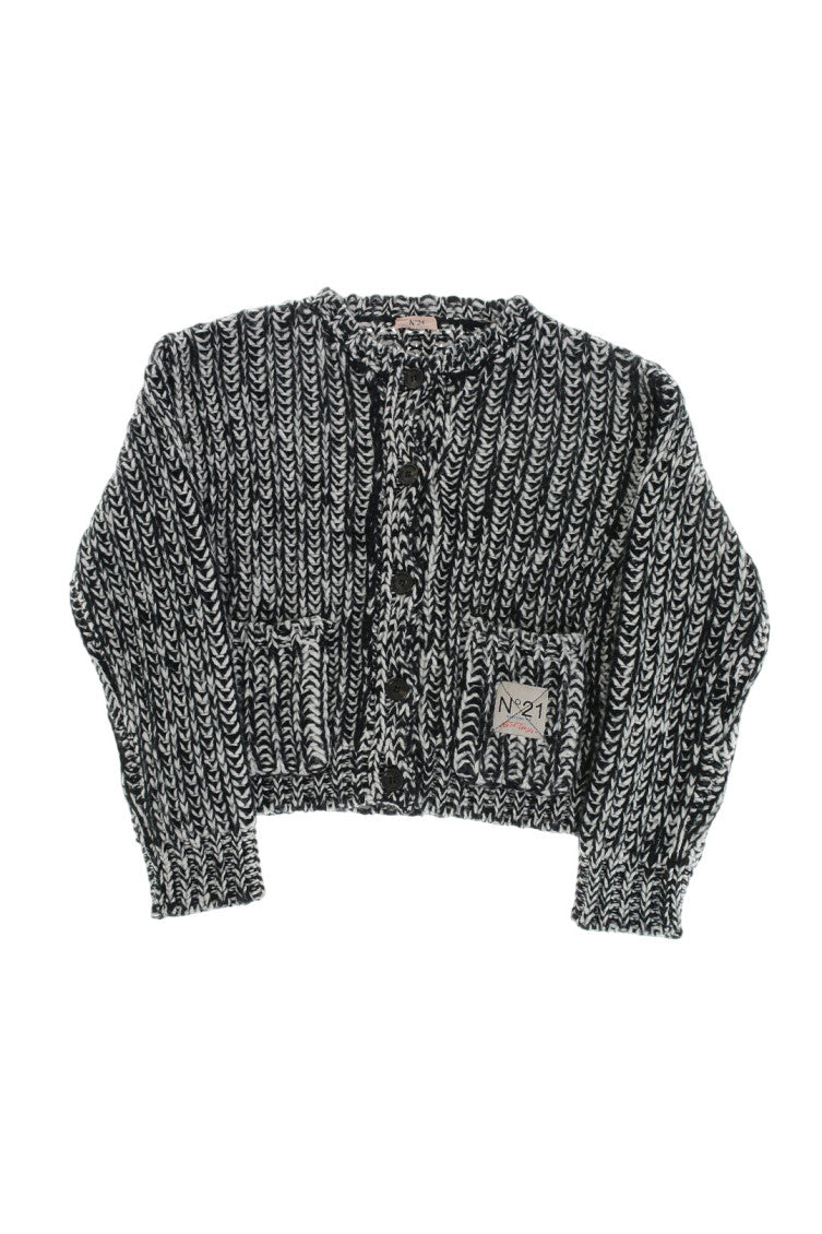 Girls BlackWhite Knitted Cardigan 1