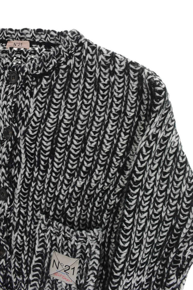Girls BlackWhite Knitted Cardigan 3