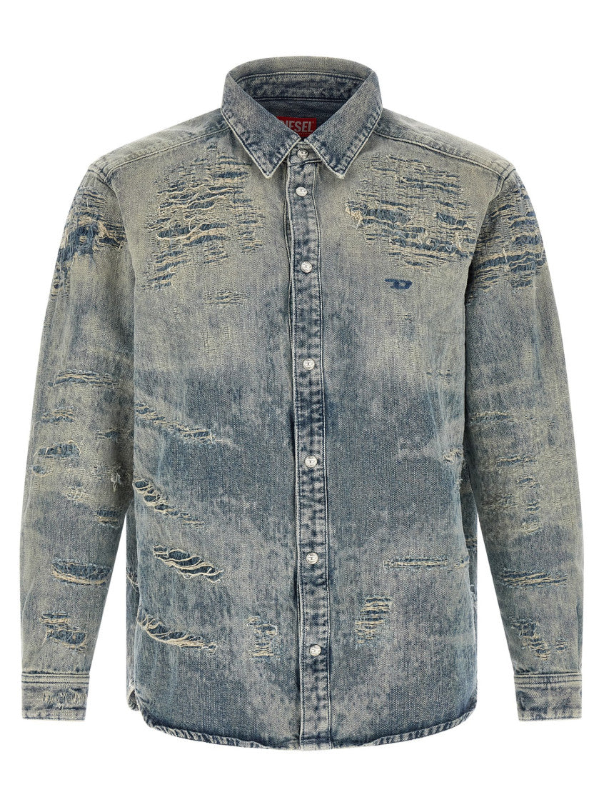 Blue Regular Distressed Shirt 1