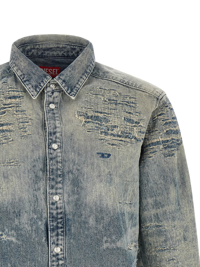 Blue Regular Distressed Shirt 3