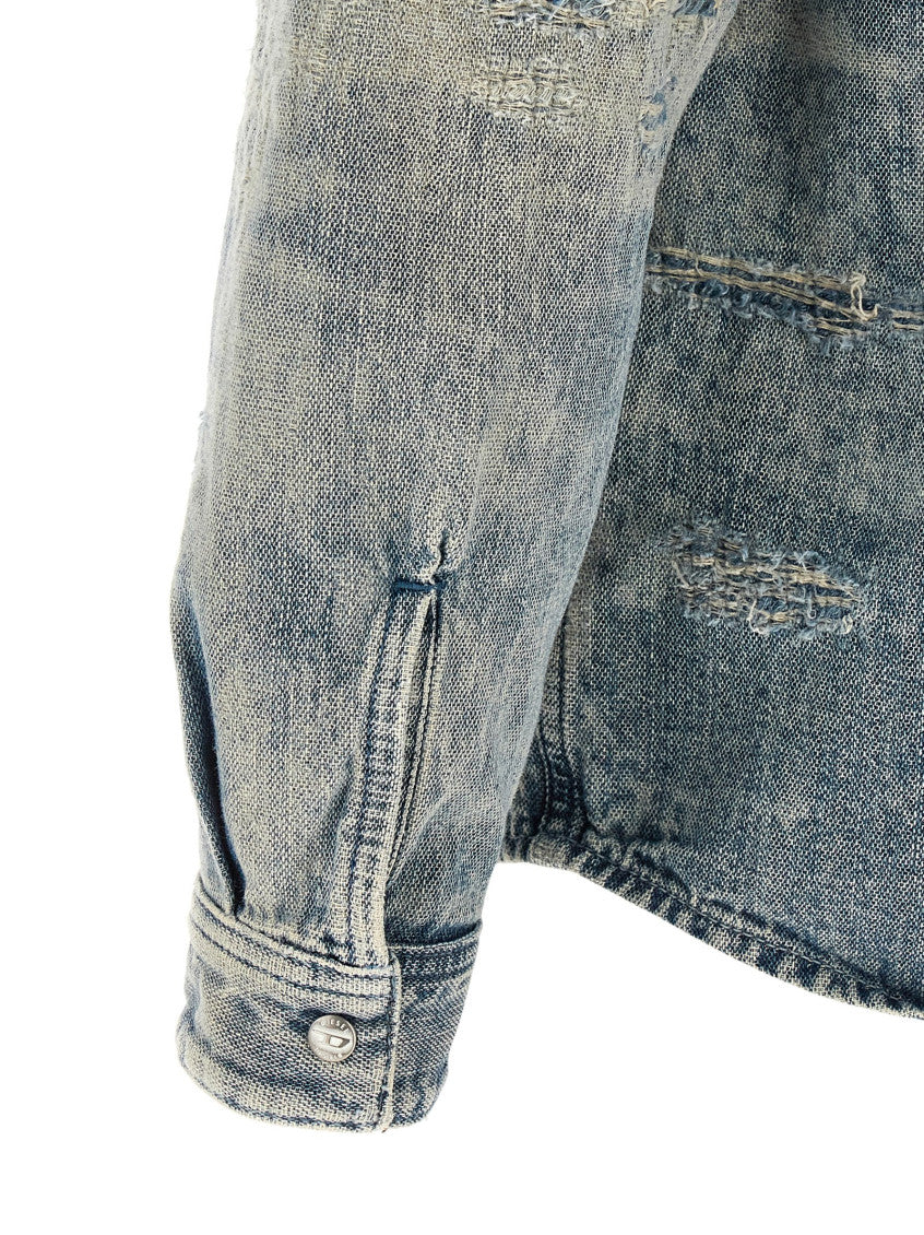 Blue Regular Distressed Shirt 4