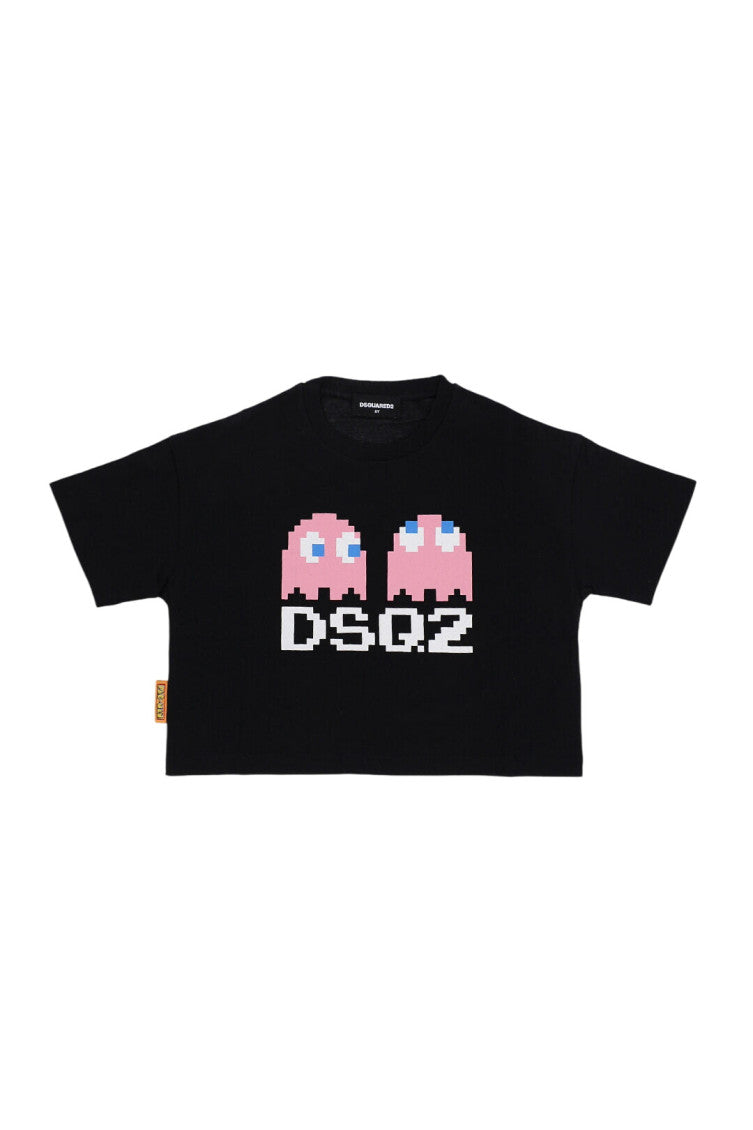 Girls Black Graphic T-Shirt 1