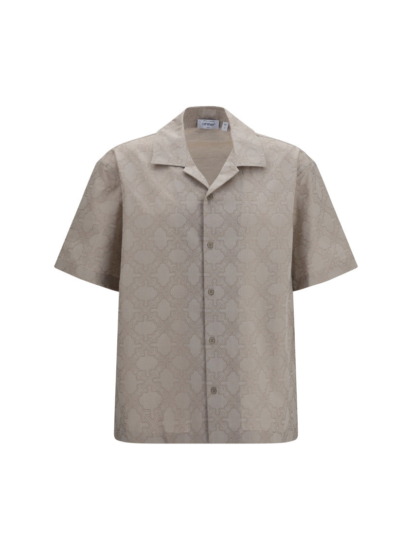 Beige Regular Jacquard Shirt 1
