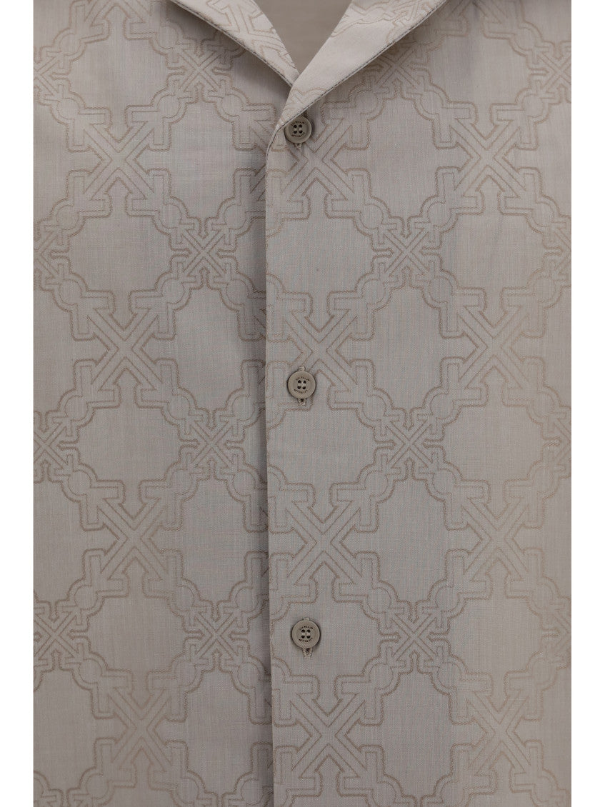 Beige Regular Jacquard Shirt 3