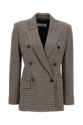 Brown Houndstooth Peaked Lapel Blazer 1