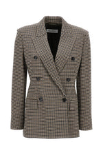 Brown Houndstooth Peaked Lapel Blazer 1