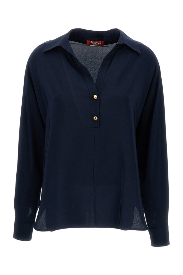 Dark Blue Loose Solid Shirt 1