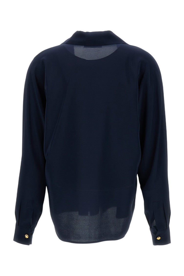 Dark Blue Loose Solid Shirt 2