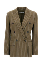 Beige Stripes Peaked Lapel Blazer 1