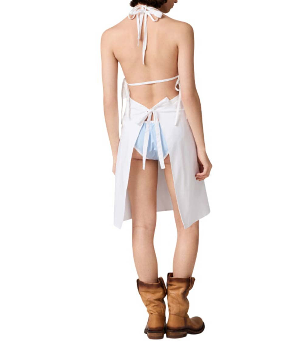 White Solid Halter Neck Mini Dress 3