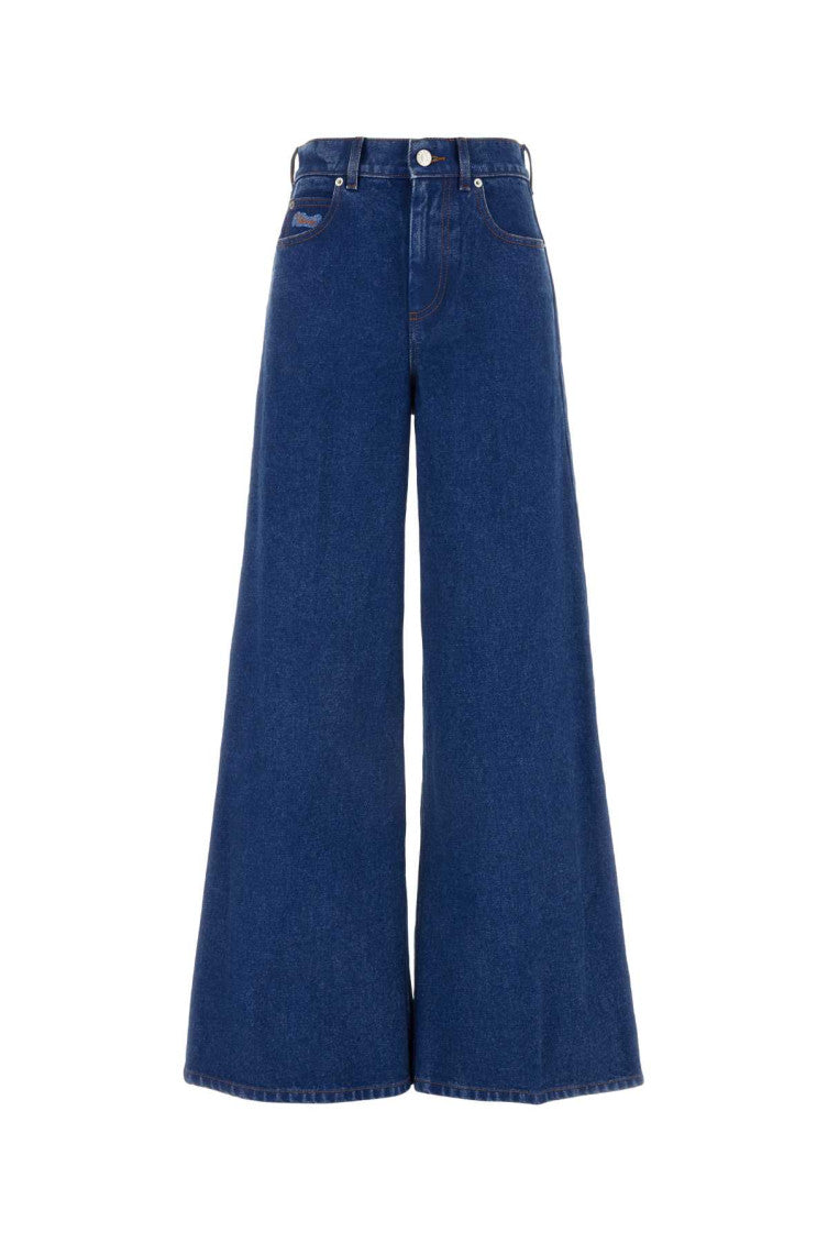 Blue Denim Wide-leg Jeans 1