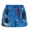 Blue Printed Silk Shorts 1