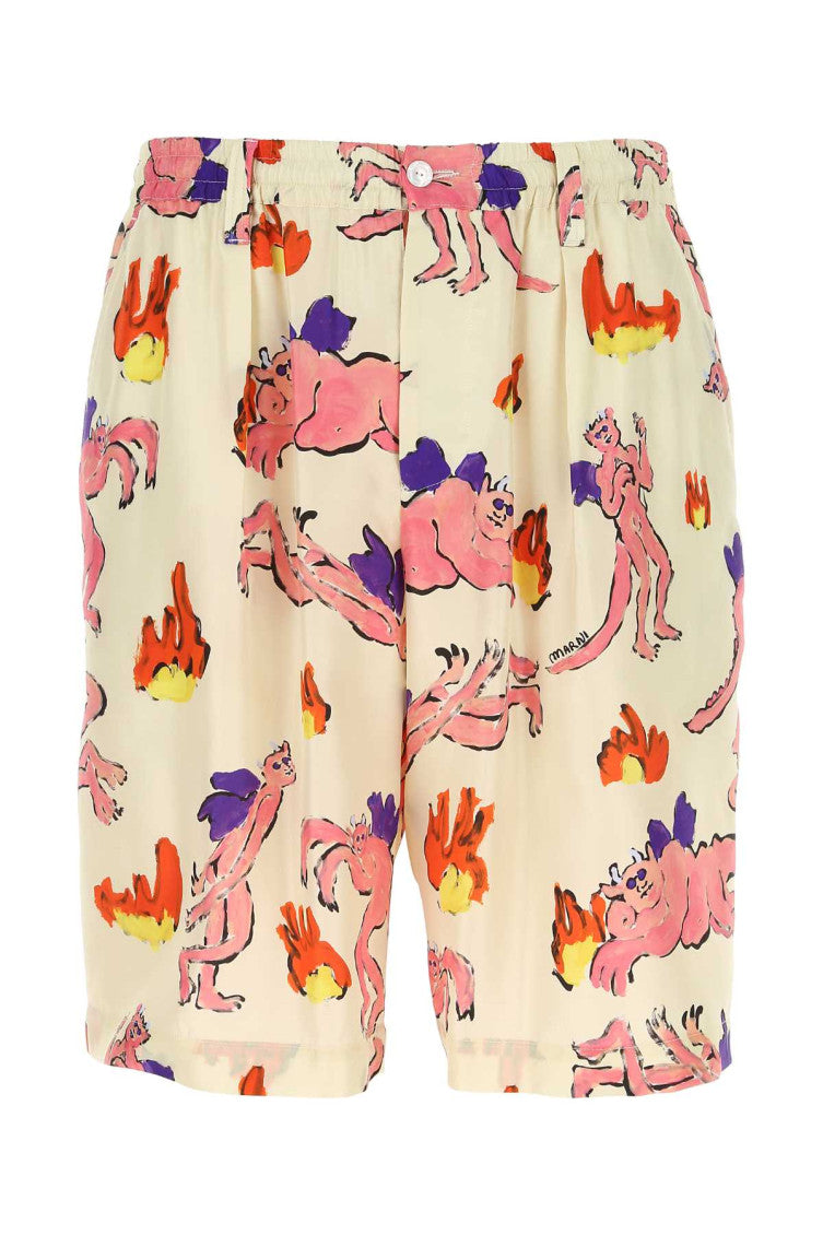 MultiColor Printed Silk Bermuda Shorts 1