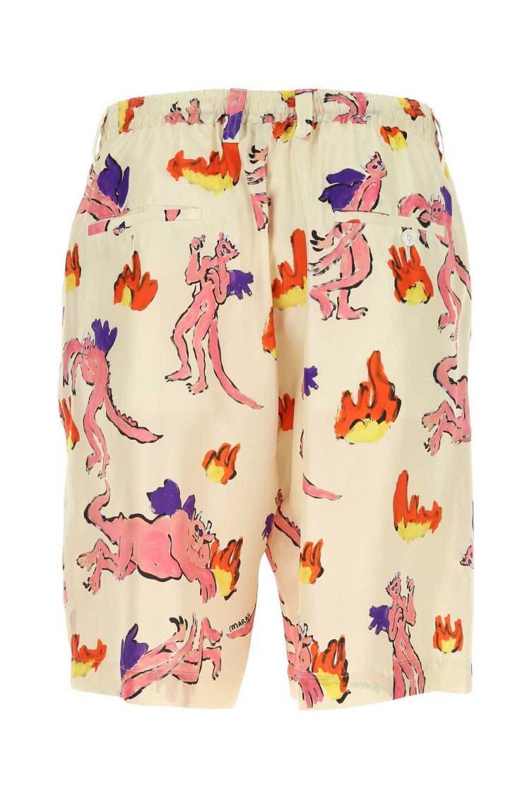 MultiColor Printed Silk Bermuda Shorts 2