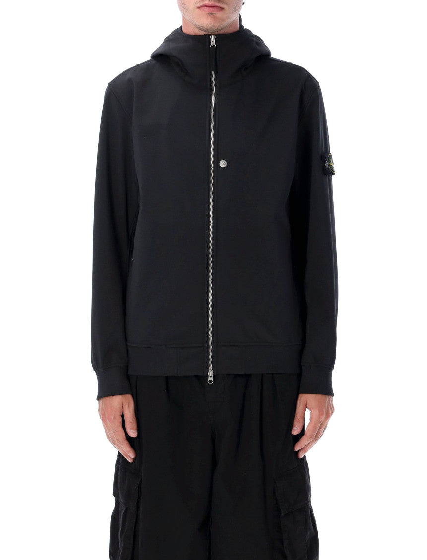 Black Hooded Zip-Front Jacket 1